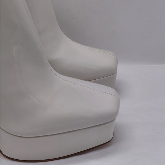 GUESS Byra Platform Ankle Boots Womens 7.5 Ivory Retro 70's Block High Heel Gogo - Picture 9 of 14